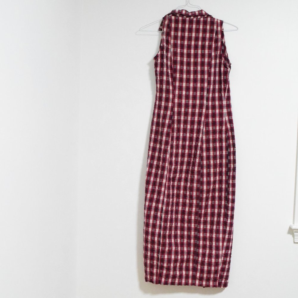 RAMPAGE Vintage Red Buffalo Plaid Tank Maxi Dress Duster | Size S - Picture 3 of 6